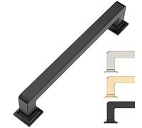 9BUILD 128MM Matte Black Cabinet Handles - 10 Pack - Zinc Alloy - Modern Style - Pull Handle