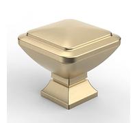 9BUILD 6 Pack 1.2 Inch Brushed Brass Cabinet Knobs Gold Drawer Knobs Square Kitchen Cabinet Knobs Zinc Cabinet Hardware Dresser Knobs Kitchen Knobs for Cabinets Gold Knobs for Cabinets