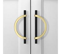 9BUILD 6 Pack 128mm Gold and Black Half Moon Cabinet Handle - Semi-Circular Zinc Alloy Drawer Handles for Kitchen, Cupboard, Wardrobe UK0047