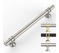 9BUILD EU0044 Pack of 10 Cabinet Handles, Brushed Nickel, Hole Spacing 160 mm, Handles for Kitchen Cabinets, Knurled Furniture Handles, Kitchen Cupboard Door Handles