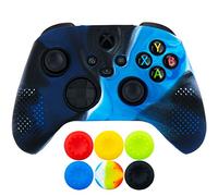 9CDeer 1 Piece of Silicone Protective Cover Skin + 6 Thumb Grips for Xbox Series X/S Controller Camouflage blue