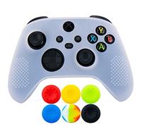 9CDeer 1 Piece of Silicone Protective Cover Skin + 6 Thumb Grips for Xbox Series X/S Controller White