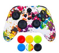 9CDeer 1 Piece of Silicone Transfer Print Protective Thick Cover Skin + 6 Thumb Grips for Xbox Series X/S Controller Graffiti