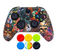 9CDeer 1 Piece of Silicone Transfer Print Protective Thick Cover Skin + 6 Thumb Grips for Xbox Series X/S Controller Monsters