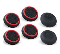 9CDeer Performance Joystick Analog Stick Thumb Grips Set of 6 Compatible with PS5, PS4, Xbox Series X/S Xbox One, Switch Pro Controller Black & red
