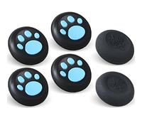 9CDeer Performance Joystick Analog Stick Thumb Grips Set of 6 Compatible with PS5, PS4, Xbox Series X/S Xbox One, Switch Pro Controller Cat's Paw Black & Blue