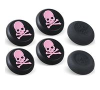 9CDeer Performance Joystick Analog Stick Thumb Grips Set of 6 Compatible with PS5, PS4, Xbox Series X/S Xbox One, Switch Pro Controller Skull Black & Pink