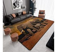 9CH African Elephant Sunset Area Rug, Non-Slip African Rugs for Living Room Bedroom Dinning Kitchen Office Large Carpet Rug 7'X5'
