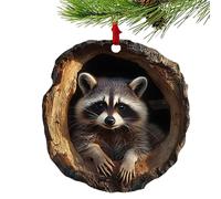 9cm Animal Christmas Ornaments,Acrylic Racoon Owl Christmas Tree Decorations,Christmas Tree Animal Pattern 2d Ornament,Fo-rest Animal Decoration,Seasonal Decor For Christmas Tree, For Girls -civet cat