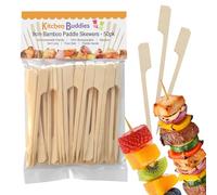 9cm Bamboo Paddle Skewers - Pack of 50 | Bamboo Cocktail Picks for Kebabs, Burgers, Appetisers, Fruit, BBQ & Crafts (50, 9cm / 3½ Inch)