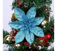 9cm Glitter Poinsettia Christmas Tree Ornaments 10pcs Multicolor Decoration | Made of for pe in for gold for silver red white pink lake blue For Christmas tree wreaths parties weddings 9cm diameter