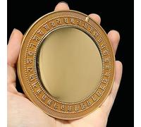 9cm Pure Copper Tantric Supply Gold Base Carving Tibetan Buddhist Mirror Ritual Ornaments/Instruments