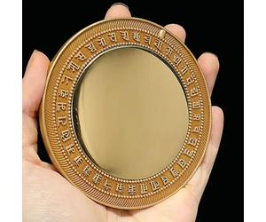 9cm Pure Copper Tantric Supply Gold Base Carving Tibetan Buddhist Mirror Ritual Ornaments/Instruments