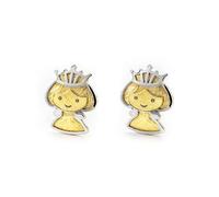 9ct 2 Colour Gold princess Children's Earrings