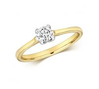 9CT Diamond Solitaire Ring in Yellow Gold - Size L