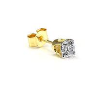 9ct Gold 0.05ct Diamond Square Mens Ear Stud Earring