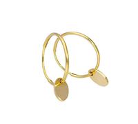 9ct Gold 10mm Charm Hoop Earrings with Tiny Oval Tags