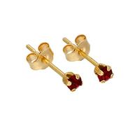 9ct Gold & 2mm Claw Set Ruby Red CZ Crystal Stud Earrings