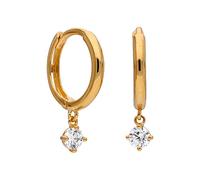 9ct Gold 3.5mm Round CZ Charm 12mm Huggie Hoop Earrings