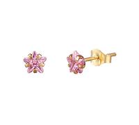 9ct gold 4mm pink star CZ crystal stud earrings. Gift box
