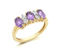 9ct Gold Amethyst And Diamond Ring - D8421-U