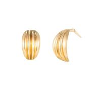 9ct Gold Andralok Ribbed Half Hoop Wide Stud Earrings