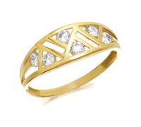 9ct Gold Art Deco Style Cubic Zirconia Ring - R6517