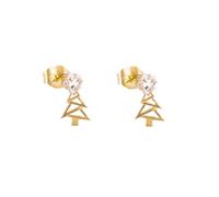 9ct Gold Christmas Tree Clear CZ Star Stud Drop Earrings