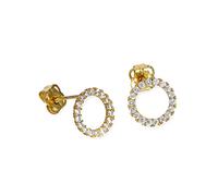 9ct Gold & Clear CZ Crystal Karma Circle Stud Earrings