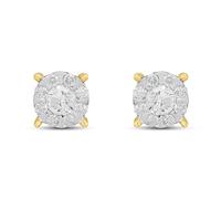 9ct Gold Cluster Stud Earrings, 1/2ct/pair - D54126