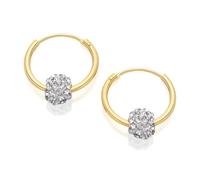 9ct Gold Crystal Ball Hoop Earrings - 15mm - G2207