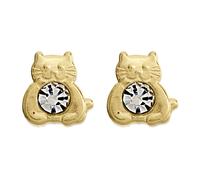9ct Gold Crystal Cat Stud Earrings - 7mm - G0845