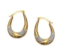 9ct Gold Crystal Creole Hoop Earrings - 16mm - G4310