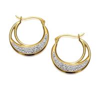 9ct Gold Crystal Creole Hoop Earrings - 20mm - G4309