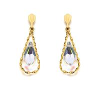 9ct Gold Crystal Drop Earrings - 27mm drop - G1727