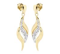 9ct Gold Crystal Flame Drop Earrings - 28mm drop - G1064
