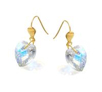 9ct Gold Crystal Heart Hook Wire Earrings - 10mm - G1176