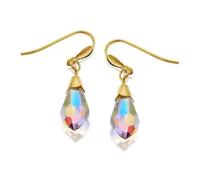 9ct Gold Crystal Hook Wire Earrings - 20mm drop - G1129