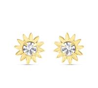 9ct Gold Crystal Sun Stud Earrings - 7mm - G0686