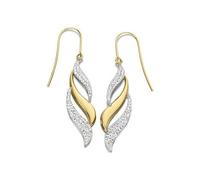 9ct Gold Crystal Triple Flame Hook Wire Earrings - 30mm drop - G1025
