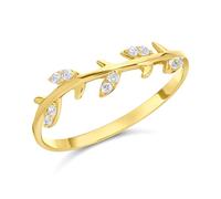 9ct Gold Cubic Zirconia Leaf Ring - R5979-U
