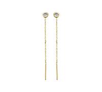 9ct Gold Cubic Zirconia Pull Through Earrings - 48mm drop - G2877