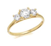 9ct Gold Cubic Zirconia Trilogy Ring - R6513-R
