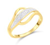 9ct Gold Cubic Zirconia Wave Ring - R6548-R
