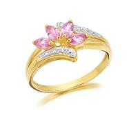 9ct Gold Diamond And Pink Sapphire Ring - EXCLUSIVE - D8488-J