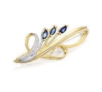 9ct Gold Diamond And Sapphire Brooch - D9595