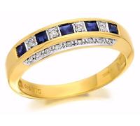 9ct Gold Diamond And Sapphire Half Eternity Ring - 10pts - D8842-K