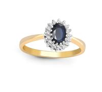 9ct Gold Diamond Blue Sapphire Classic Royal Cluster Ring 9mm - 9R401 Jewelco London Gold Q