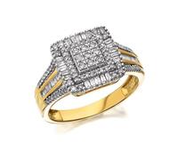 9ct Gold Diamond Cushion Cluster Ring - 1/2ct - D9320