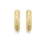 9ct Gold Diamond Cut Half Hoop Earrings - 13mm - G2521